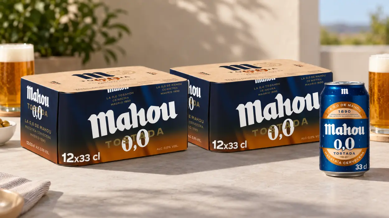 Pack de 24 latas de cerveza Mahou 0,0 Tostada de 33 cl
