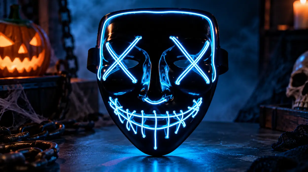 Máscara LED TK Gruppe Timo Klingler estilo Purge con iluminación regulable para Halloween