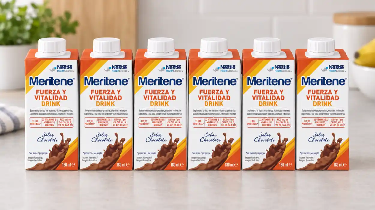 Pack x6 bebidas Meritene Fuerza y Vitalidad Drink sabor chocolate de 180 ml