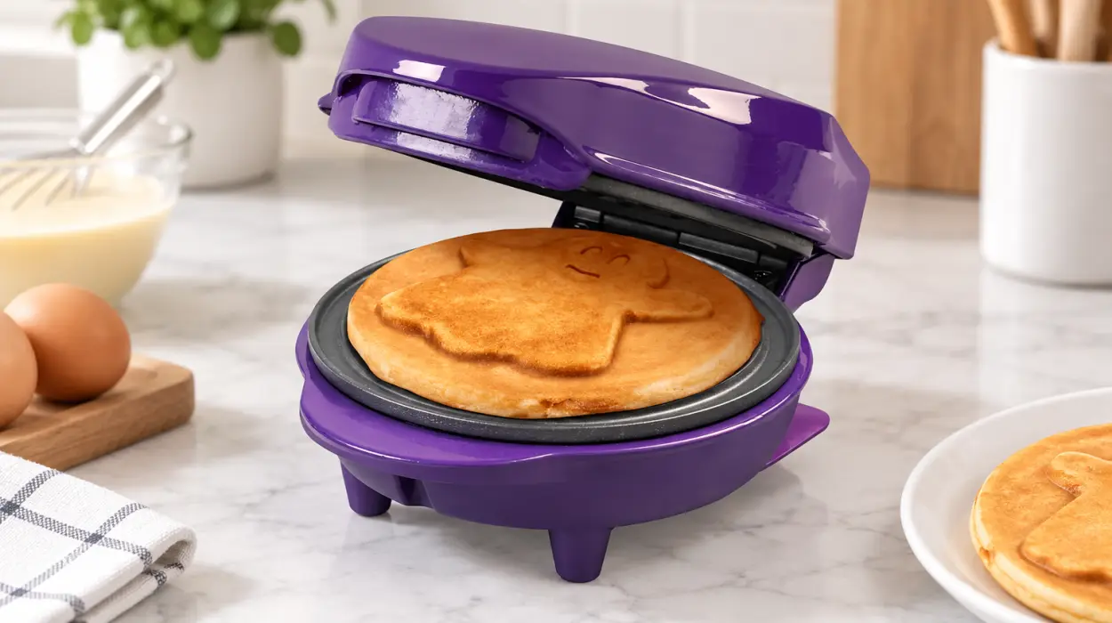 Mini gofrera Bestron Geist para preparar gofres con forma de fantasma de 10 cm