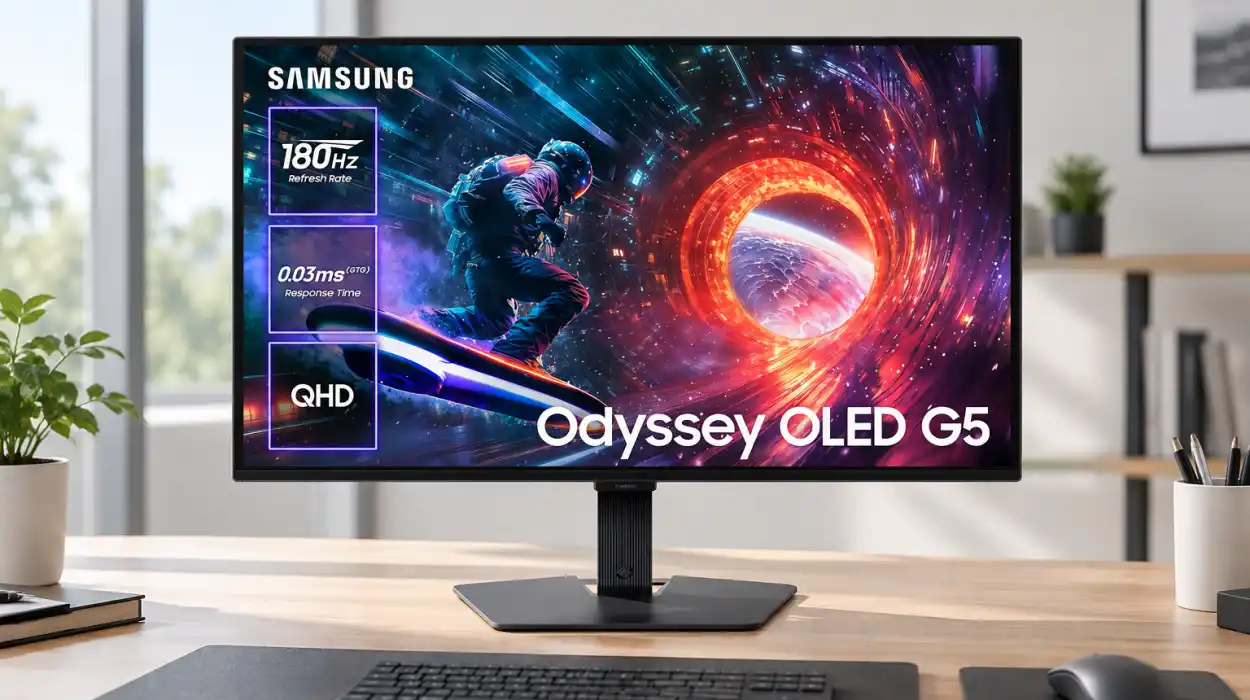 Monitor gaming Samsung Odyssey OLED G5 G50SF de 27 pulgadas, 180 Hz, 0,03 ms y FreeSync