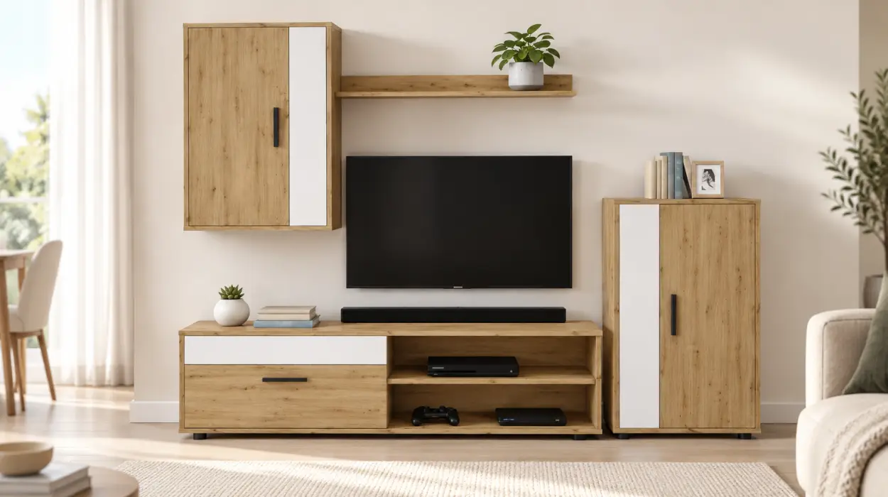 Mueble de salón modular para TV Lunet 190 de 140 cm