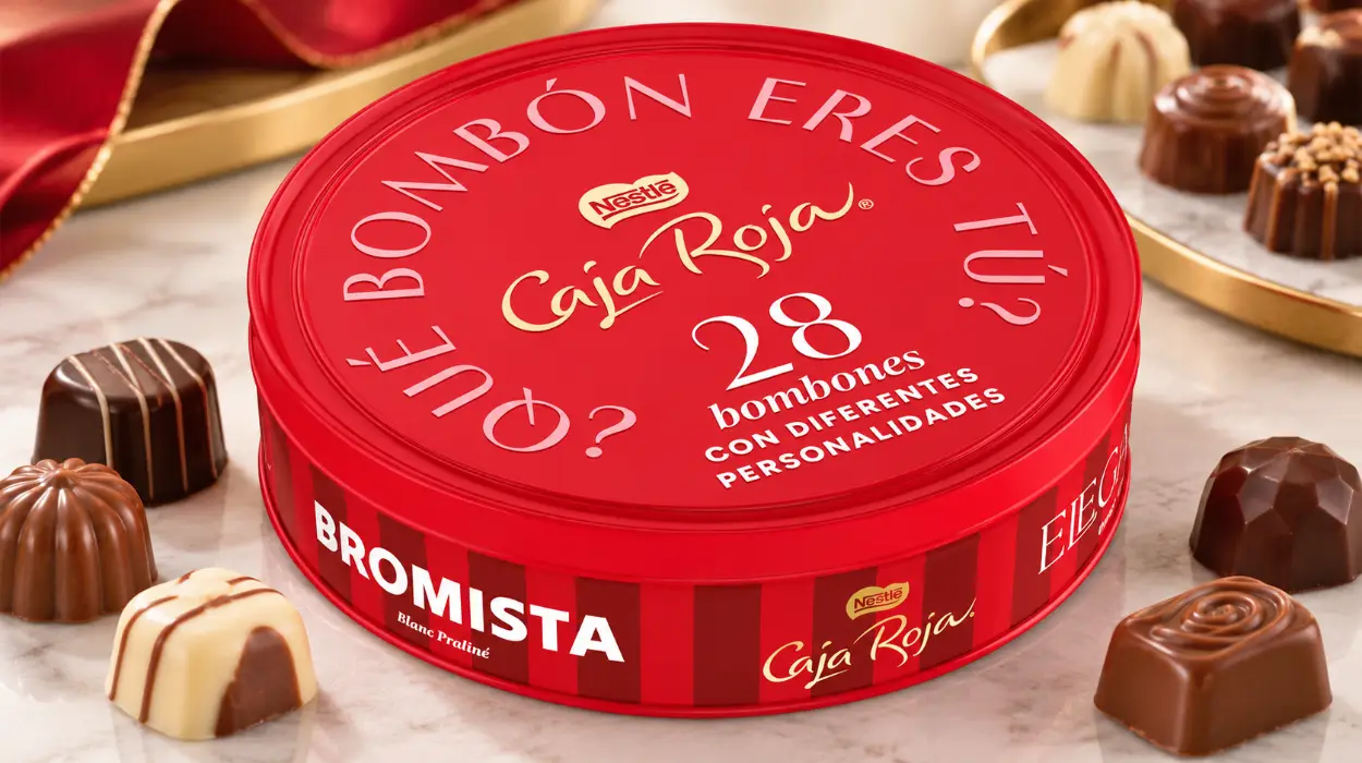 Lata de bombones Caja Roja Nestlé de 250 gramos