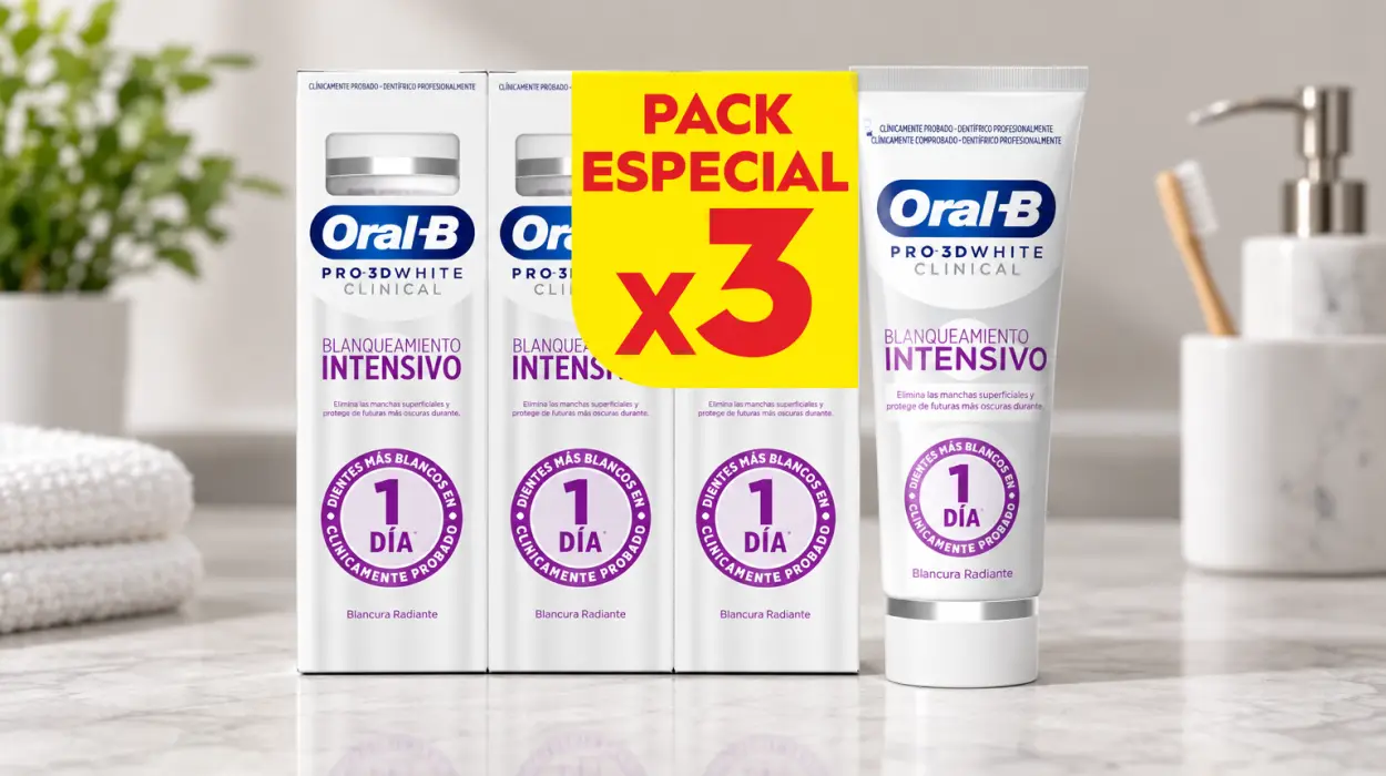 Pack x3 de dentífrico blanqueante Oral-B Pro 3D White Clinical de 75 ml