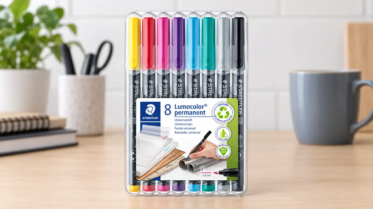 Pack x8 rotuladores permanentes Staedtler Lumocolor 318 de 8 colores y 0,6 mm