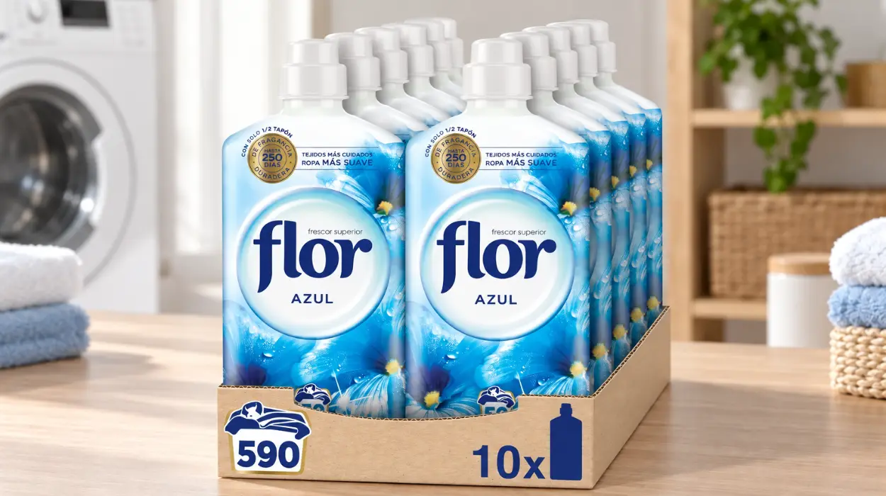 Pack x10 Flor Azul Suavizante para la ropa concentrado frescor superior hasta 630 dosis