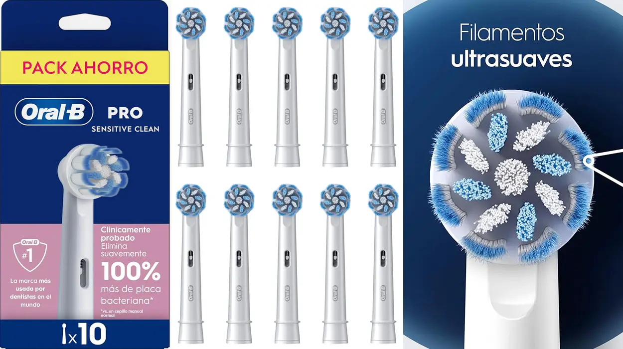 Pack x10 cabezales Oral-B Sensitive Clean para una limpieza suave