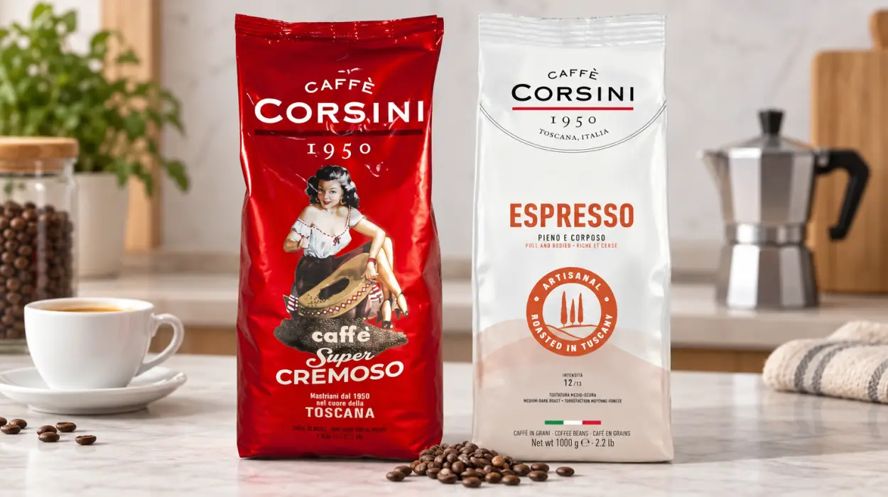 Set de 2 kg de café en grano italiano Corsini 1950, Espresso y Cremoso