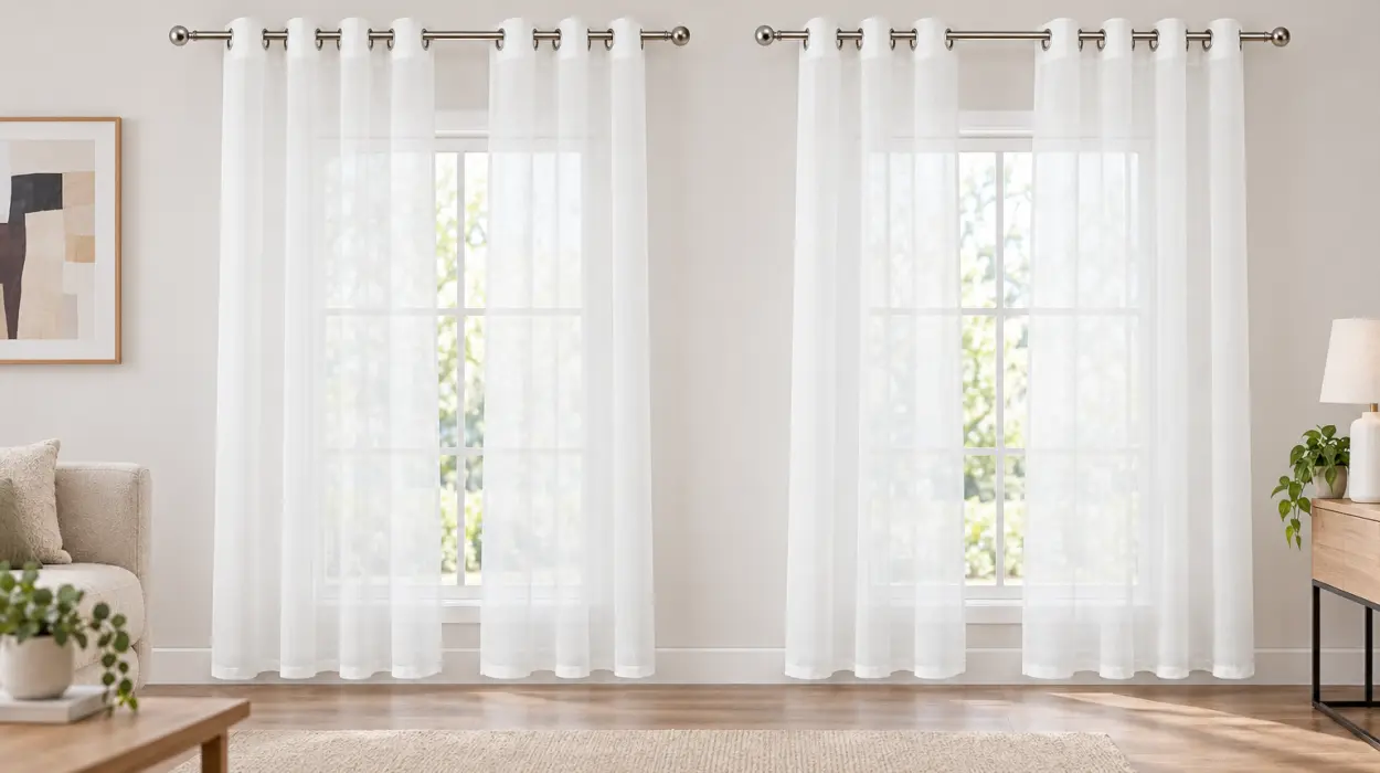Pack x2 cortinas Joydeco de voile translúcidas con ojales de 140 x 145 cm