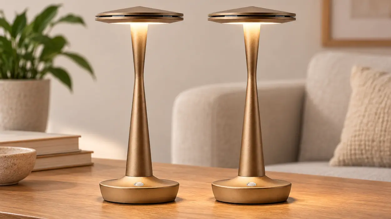 Pack x2 lámparas de mesa LED inalámbricas recargables de 6000 mAh en bronce