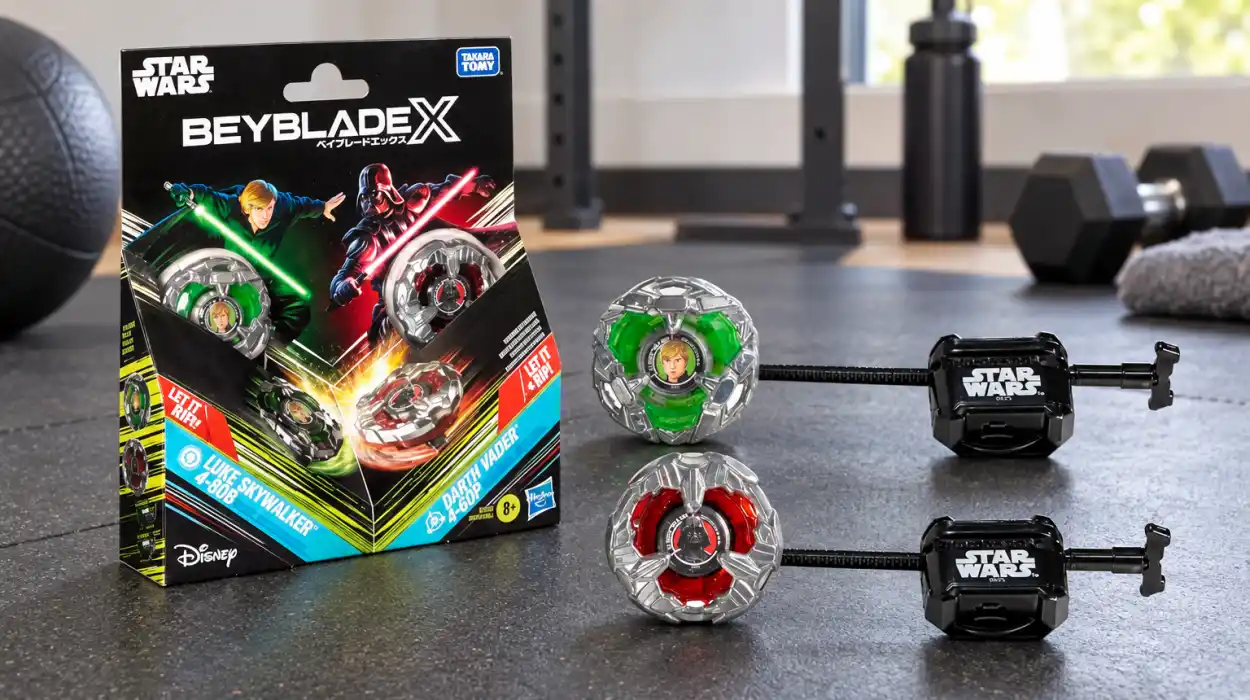 Pack de combate Beyblade X y Star Wars con Luke Skywalker y Darth Vader