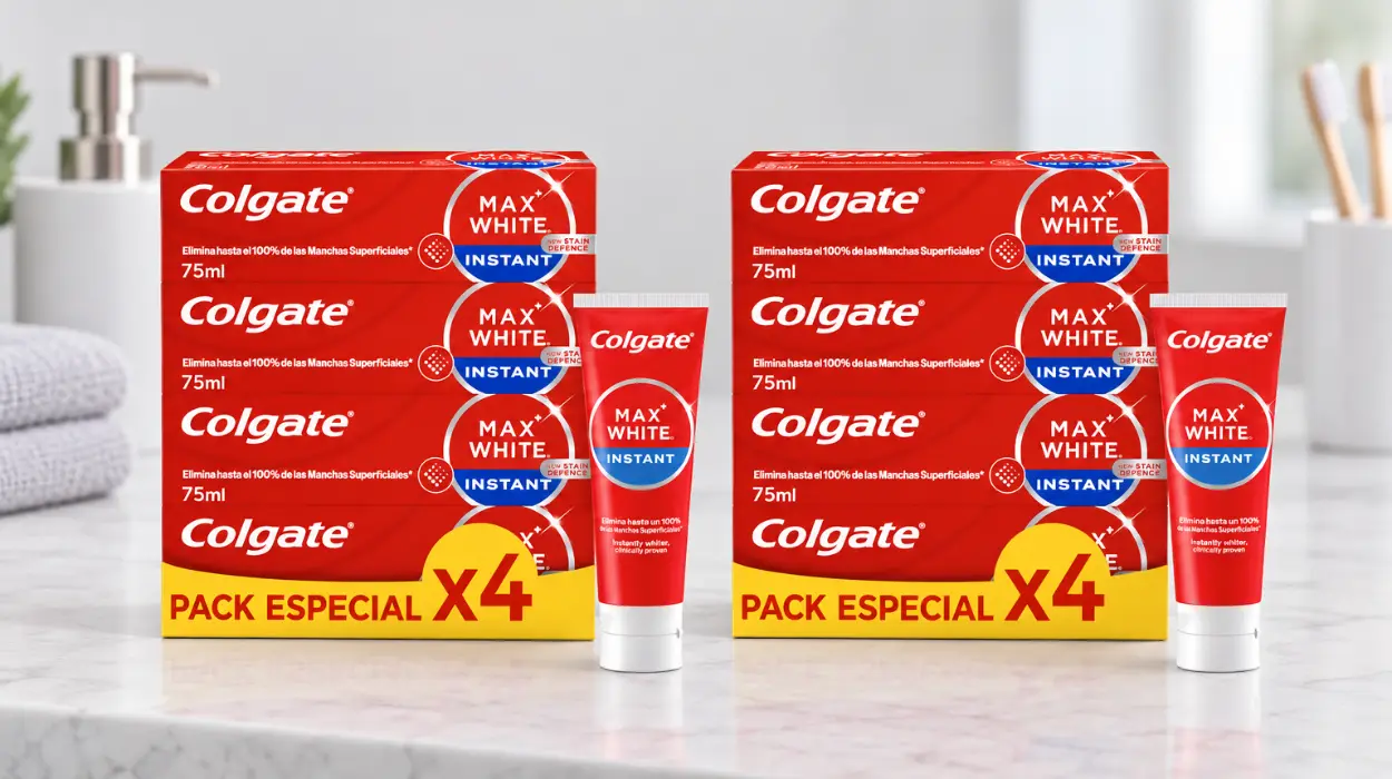 Pack de 8 pastas dentales blanqueantes Colgate Max White Instant de 75 ml