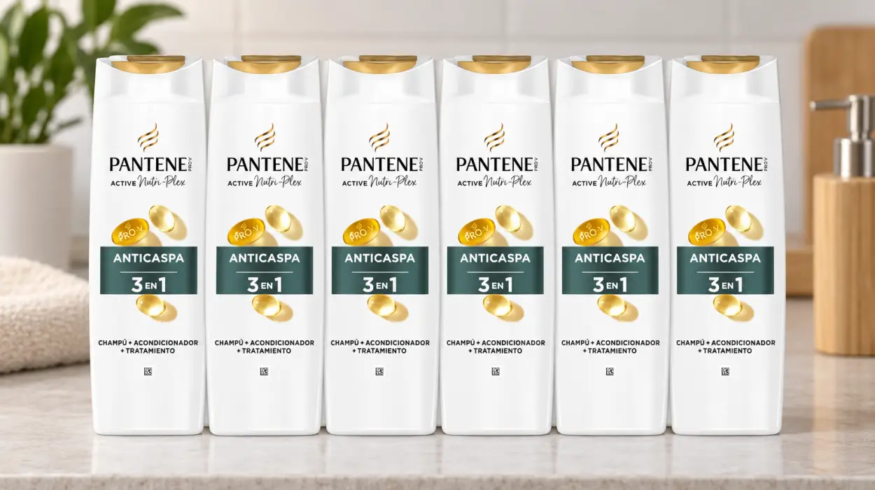 Pack x6 champús Pantene Nutri Pro-V 3 en 1 anticaspa de 300 ml