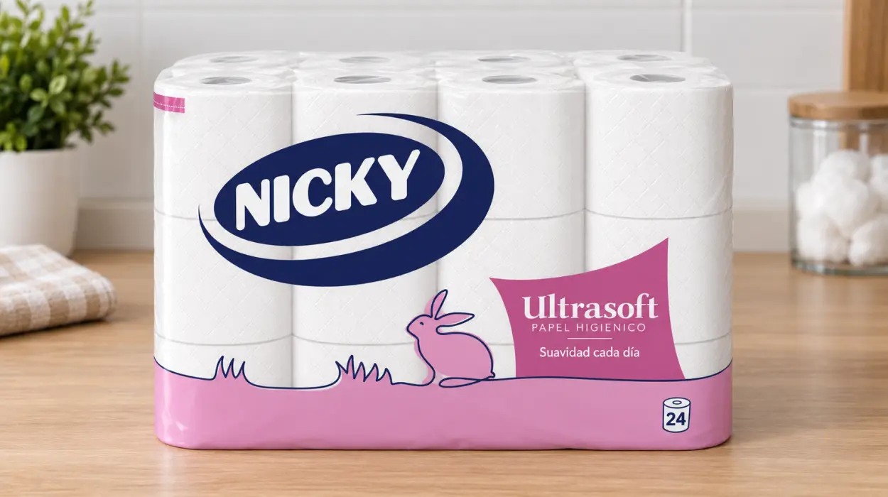 Pack x24 rollos de papel higiénico Nicky Ultrasoft de 2 capas