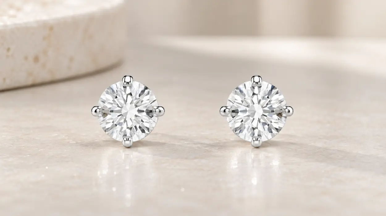 Pendientes de botón Swarovski Attract redondos con baño de rodio