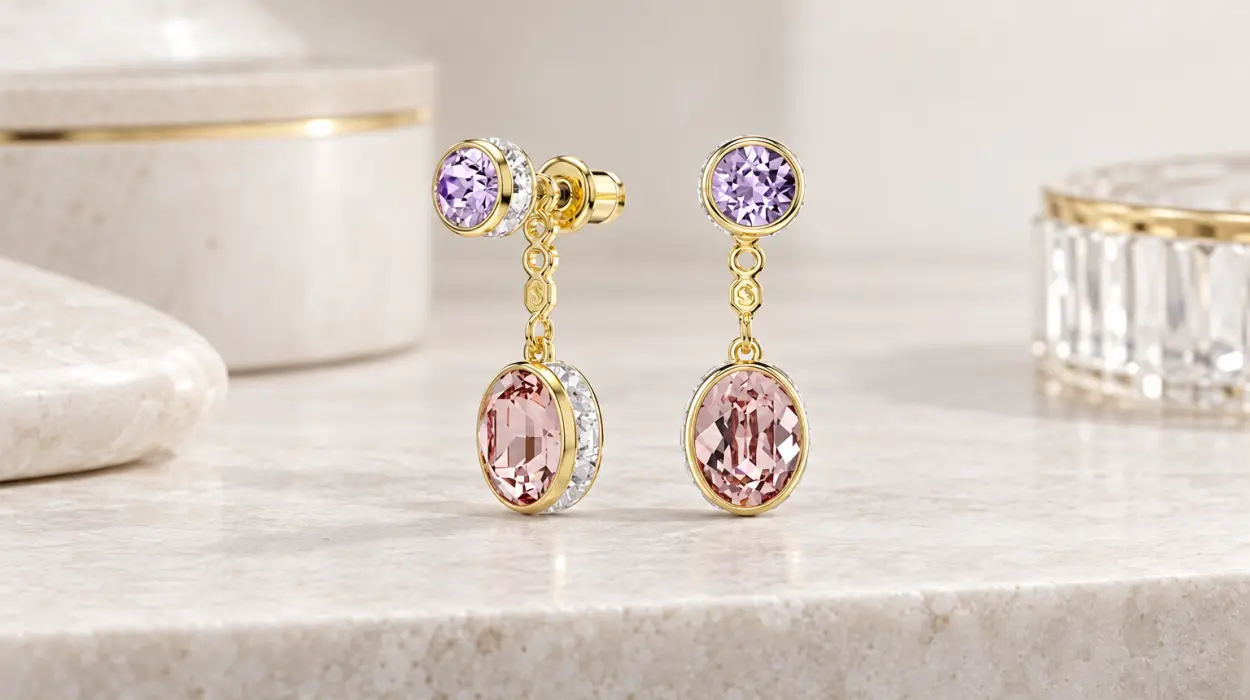 Pendientes Swarovski Chroma con adornos intercambiables para llevar de tres formas