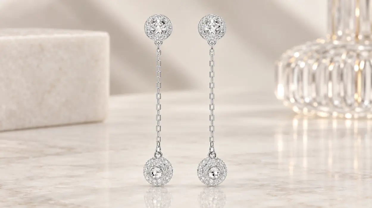 Pendientes Swarovski Una Angelic bañados en rodio con diseño reversible de doble cara
