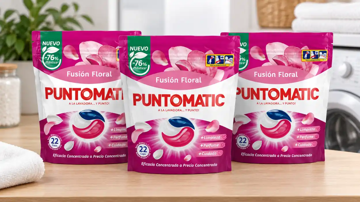 Pack x66 cápsulas de detergente Puntomatic Tricámara Floral para ropa blanca y de color