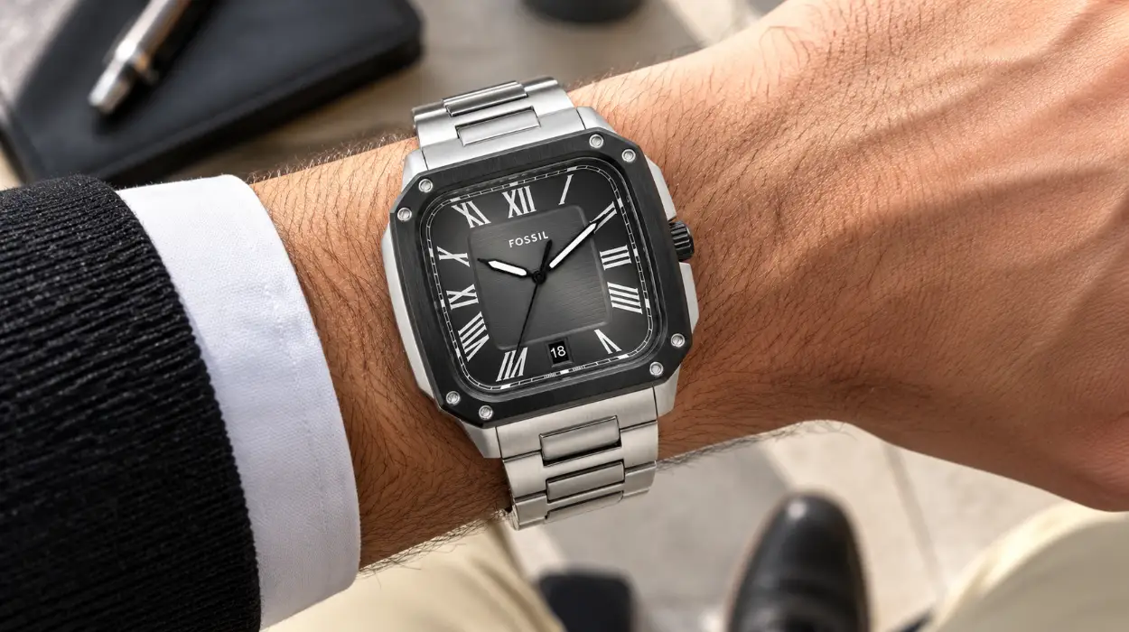 Reloj Fossil Crosby de cuarzo con tres agujas para hombre