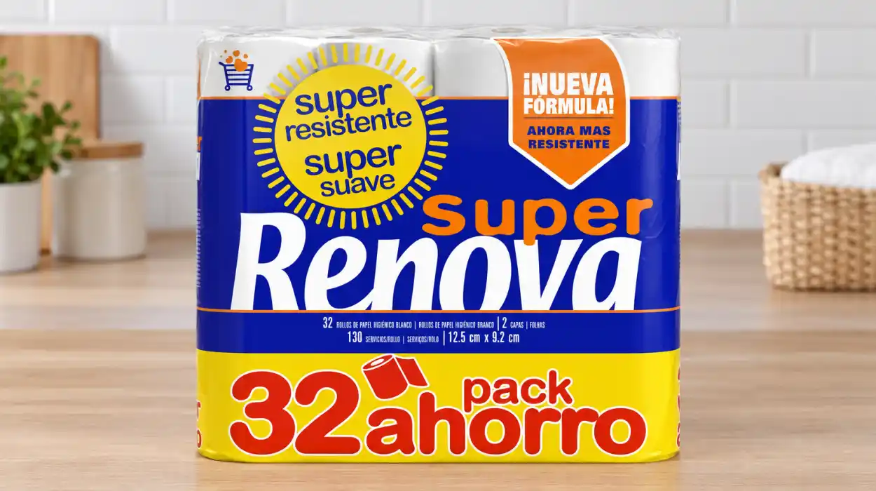 Pack x32 rollos de papel higiénico Renova Super Blanco de doble capa