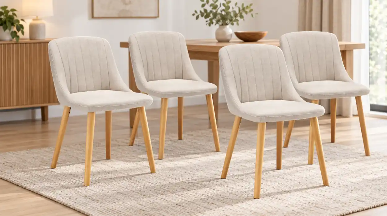 Set de 4 sillas de comedor Goeurvant con patas de madera