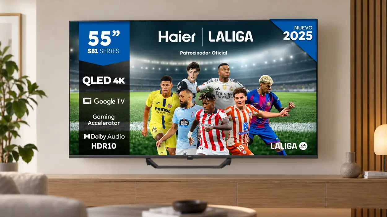 Smart TV Haier QLED UHD 4K de 55" con Google TV y 120 Hz para gaming