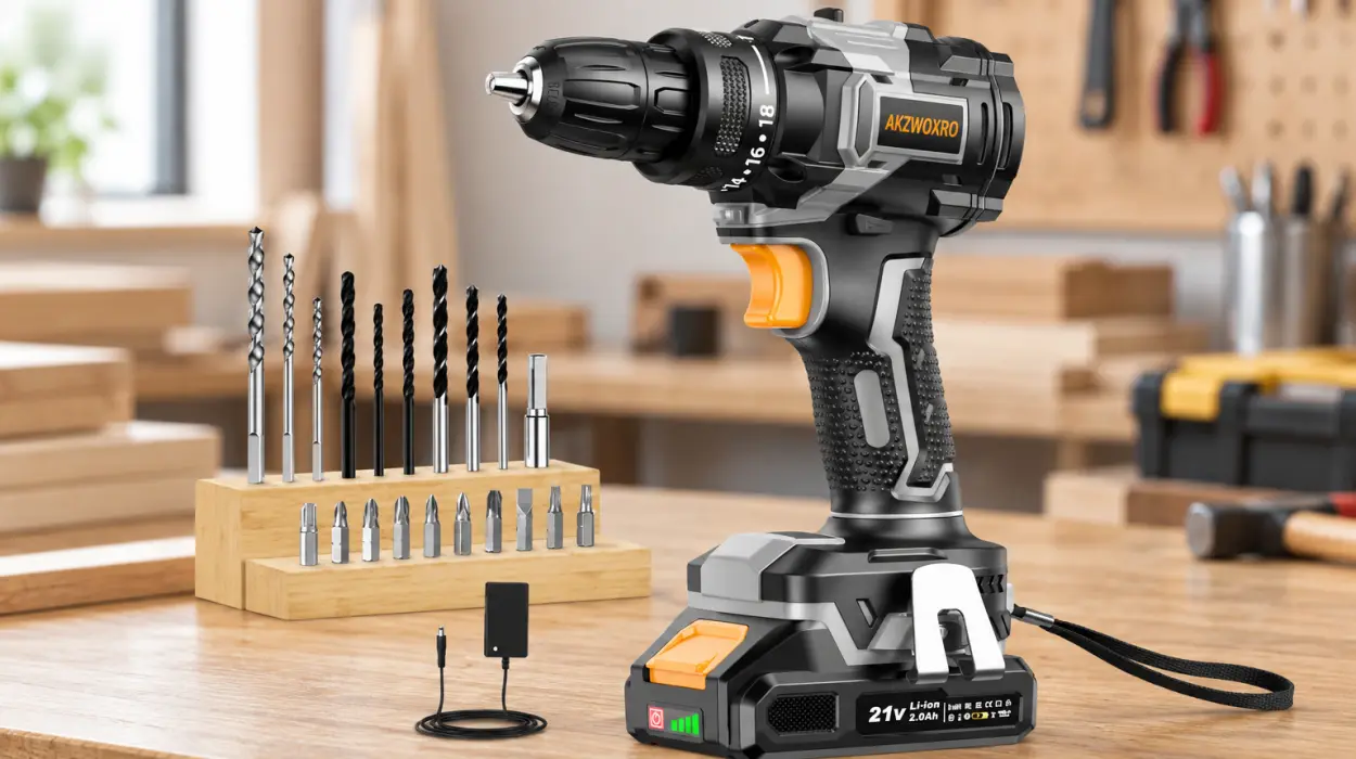 Taladro atornillador AKZWOXRO sin escobillas de 21 V y 42 Nm con batería de 2,0 Ah