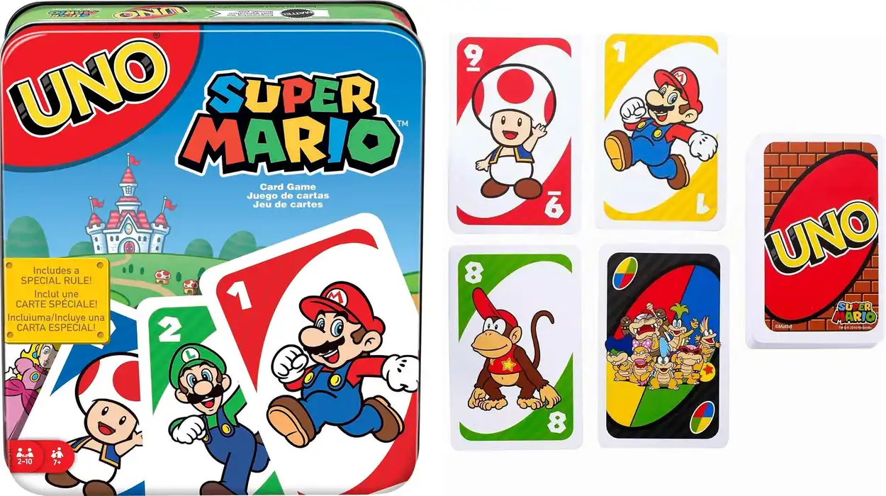 Juego de cartas Mattel Games UNO Super Mario para 2-10 jugadores, a partir de 7 años