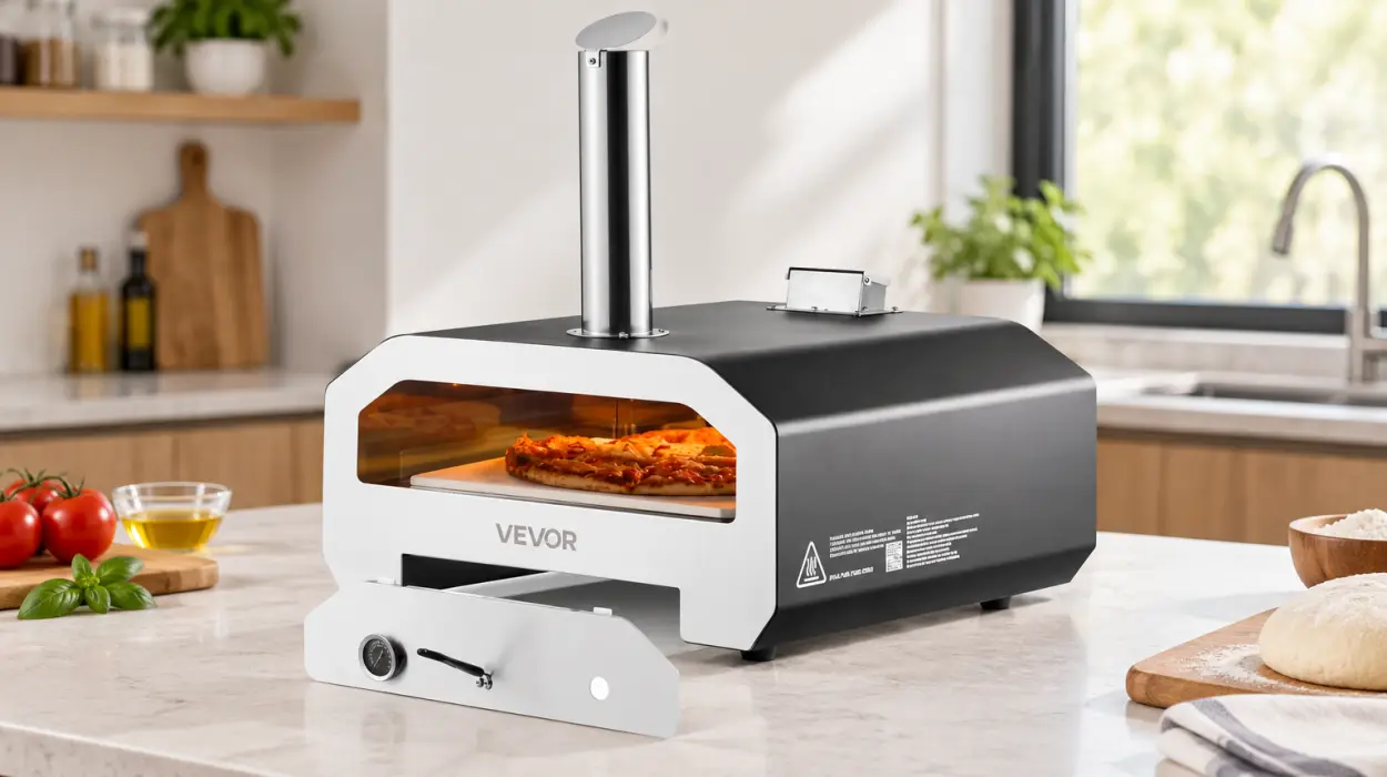 Horno de pizza VEVOR para exteriores con termómetro y rotación eléctrica