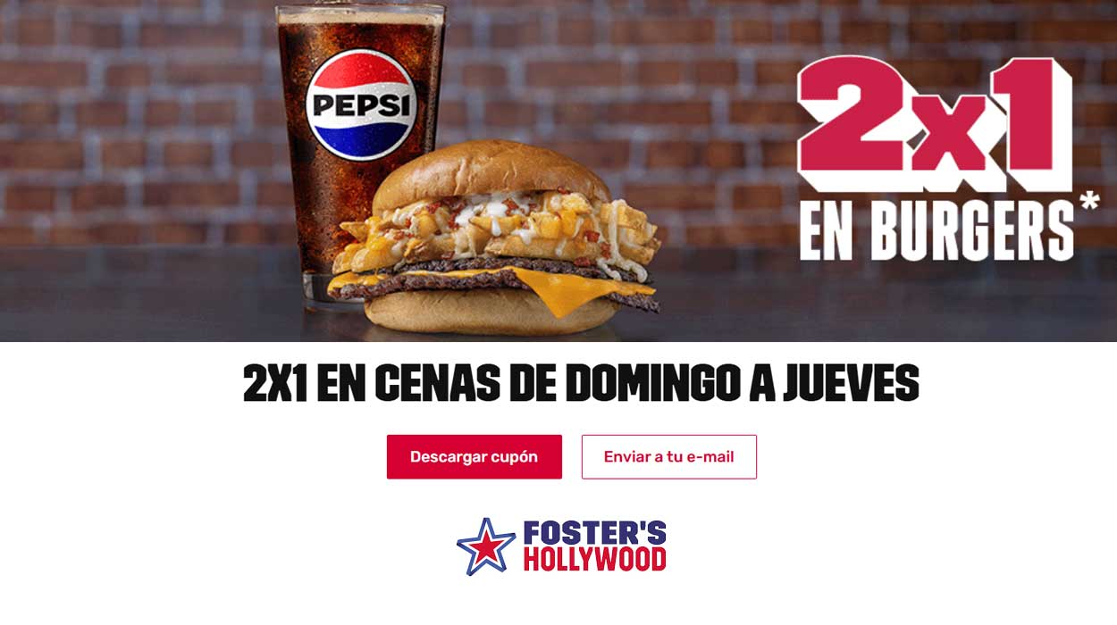 2x1 en cenas Foster's Hollywood