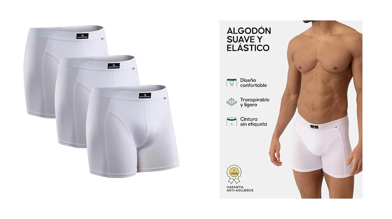 3 Bóxers Danish Endurance de algodón elástico
