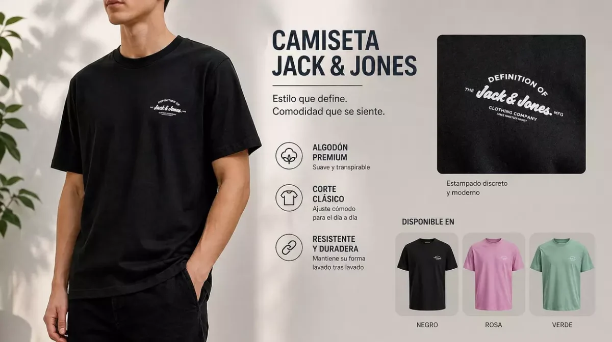 3 camisetas por lo que cuesta una: llévate estas Jack & Jones Jjbrandon para hombre en buenos tonos y al 50%