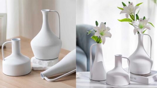 Floreros metálicos blancos baratos