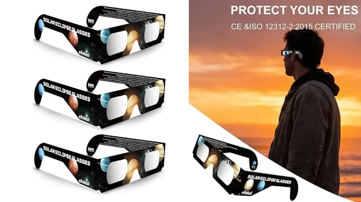 Disfruta del próximo eclipse total en España (12 de agosto de 2026) con este pack de 3 gafas homologadas para observar el sol de forma segura
