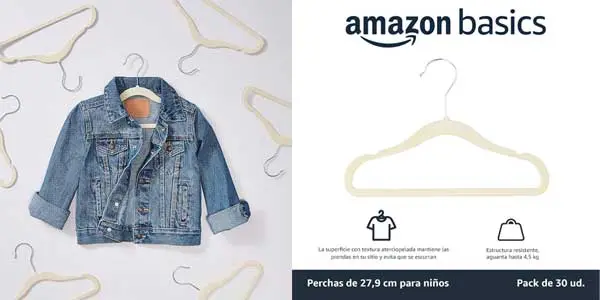 perchas ropa infantil terciopelo amazon basics oferta