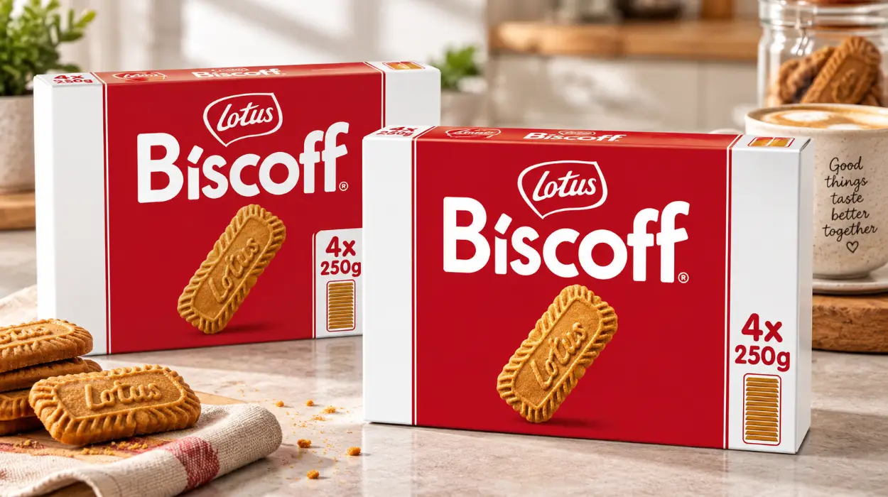 pack de 4 paquetes de galletas Lotus Biscoff de 250 g