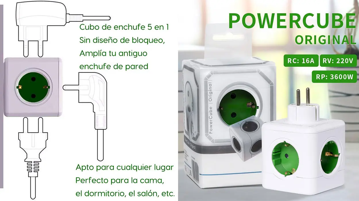 Cubo multiplicador de 5 enchufes Power Cube barato