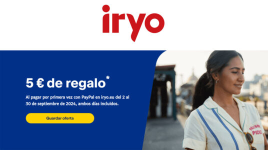 5€ de regalo en Iryo con Paypal