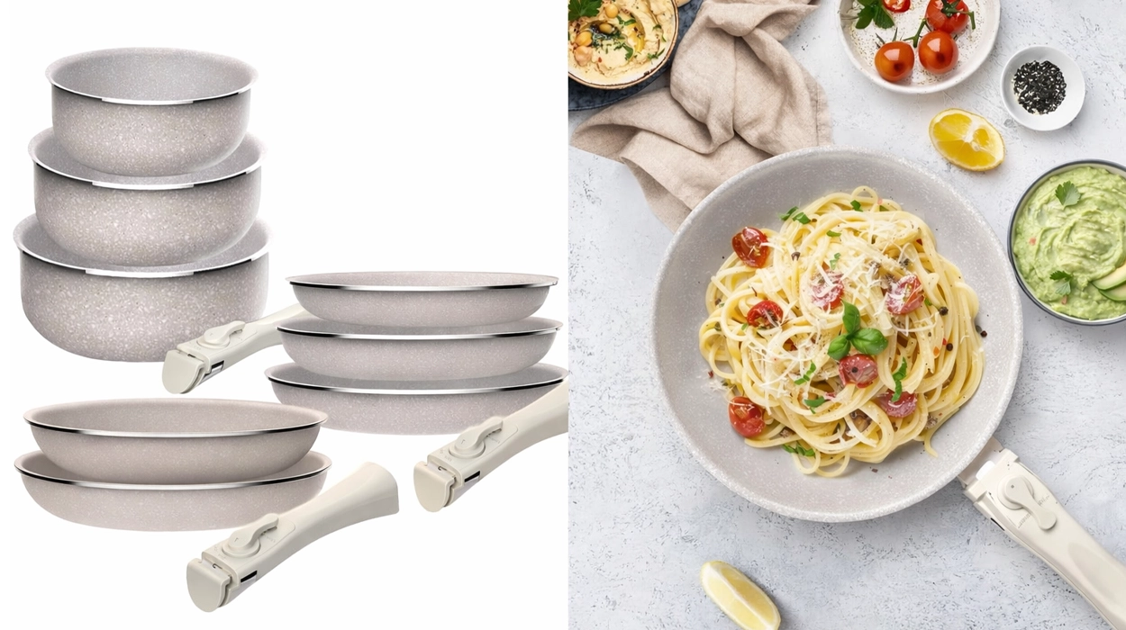 5 sartenes y 3 cacerolas con mango extraíble San Ignacio