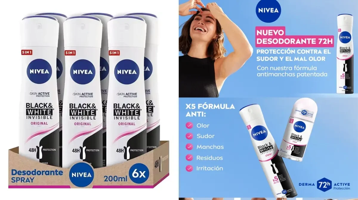 Pack 6x Nivea Black & White Invisible Original de 200 ml
