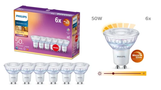 6 Luces Philips LED Gu10 regulables