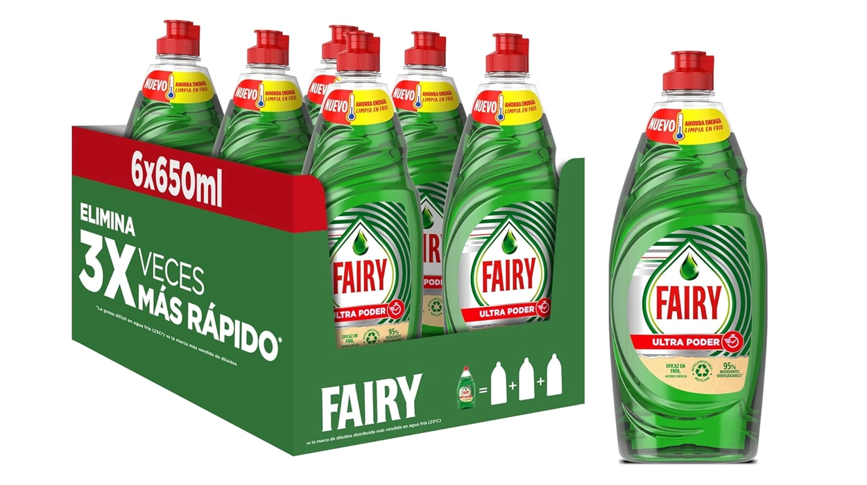 6 botes de Fairy Ultra Poder de 650 ml
