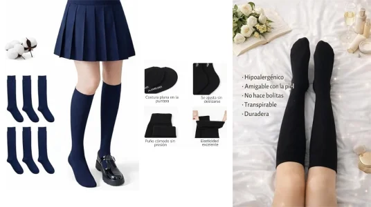 6 pares de calcetines escolares largos CYS para niñas