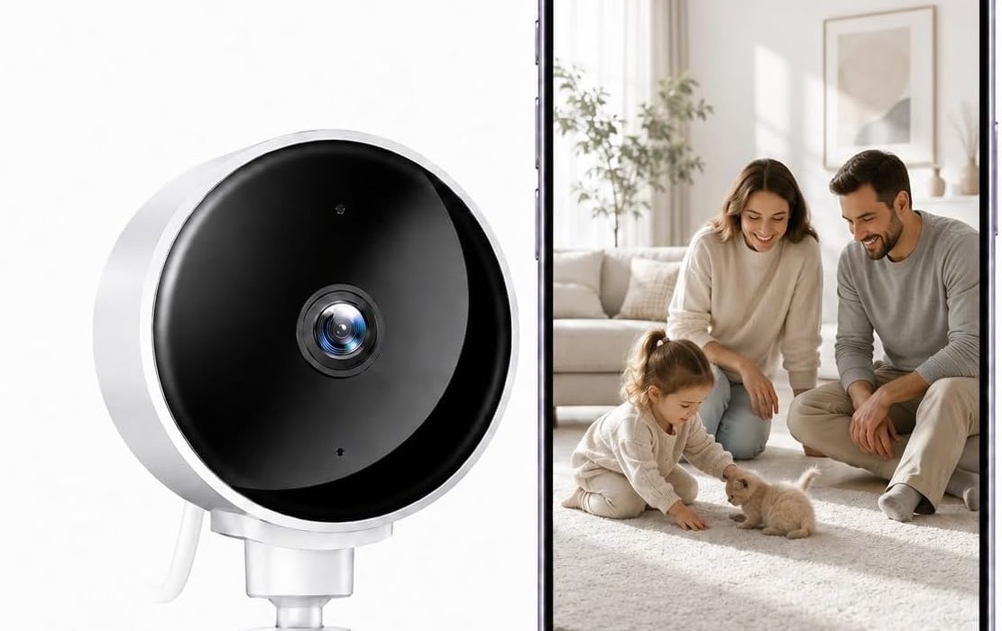 Cámara de vigilancia WOLFANG WiFi interior 1080P con visión nocturna y detección de humanos