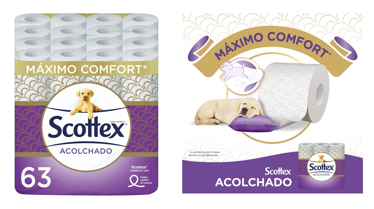 63 rollos Scottex Acolchado