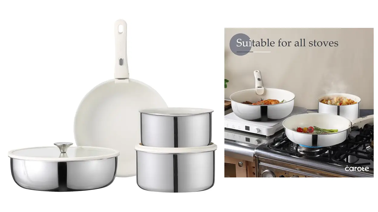 7 ollas y sartenes carote mango extraible barato