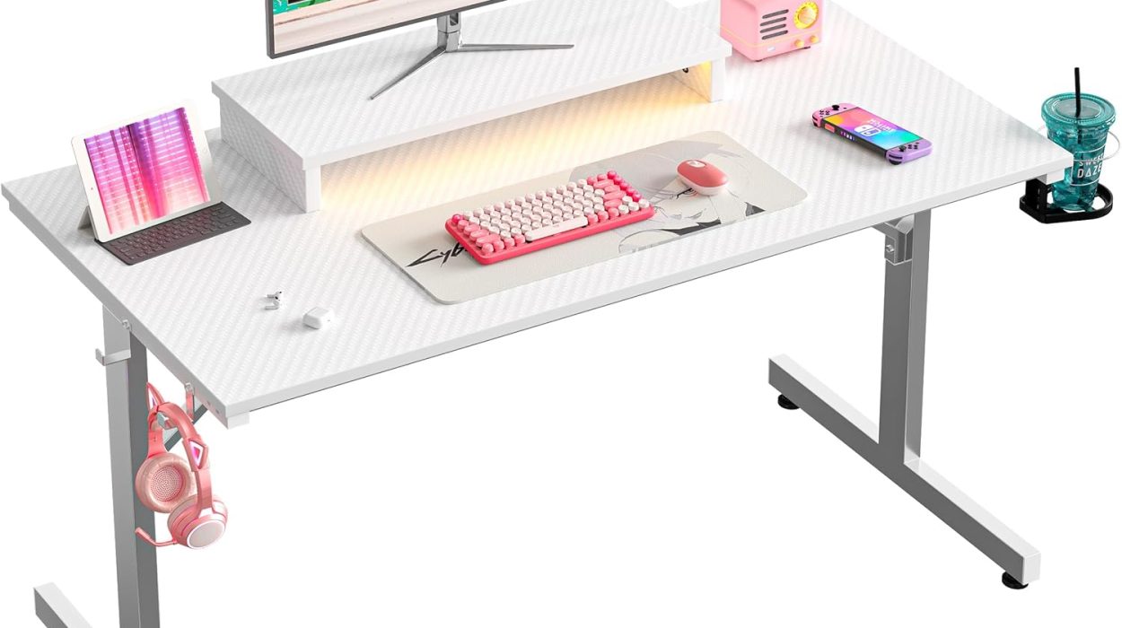 Escritorio compacto y regulable Bestier con LEDs ideal para gaming, estudiar o trabajar