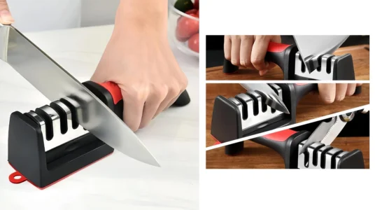 Afilador de cuchillos de 4 etapas para hojas de acero y cerámica