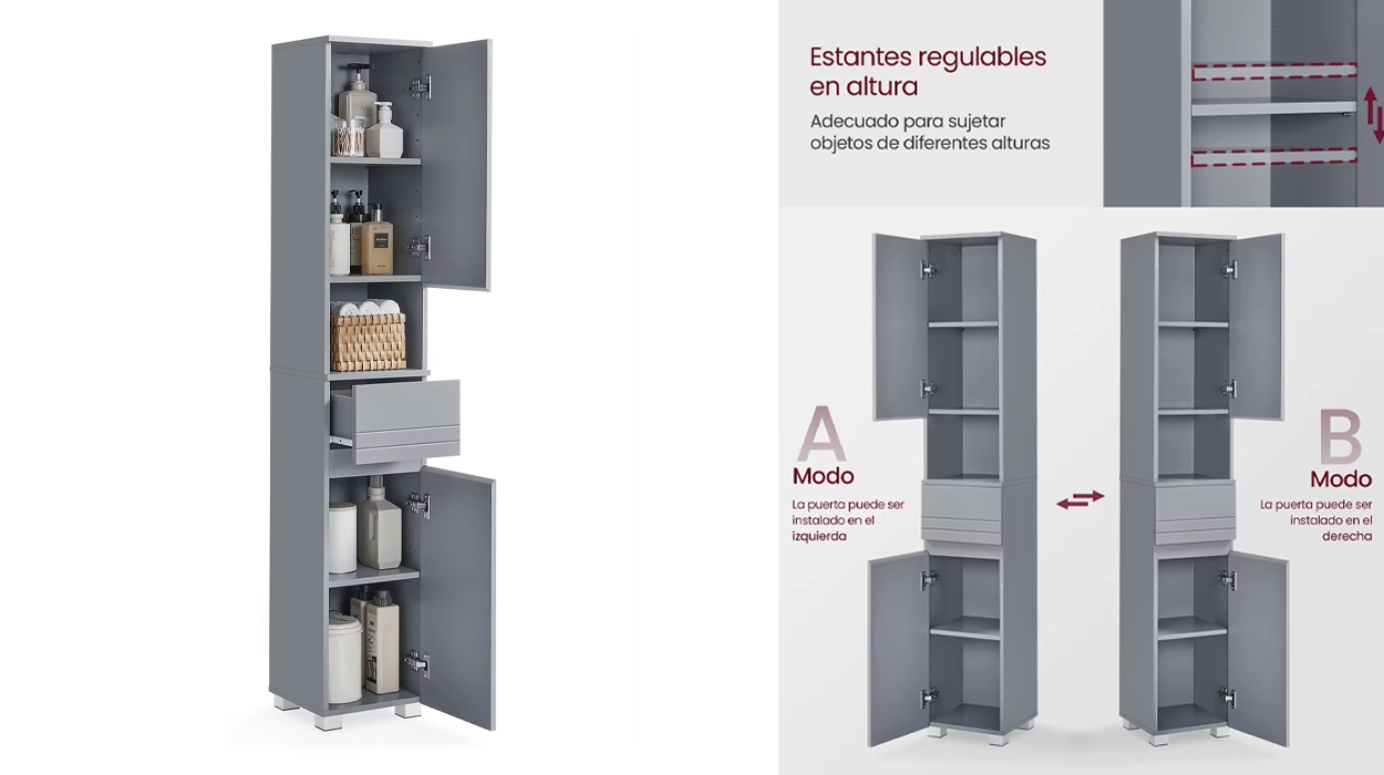 Armario alto Vasagle de 170 x 30 cm para el baño