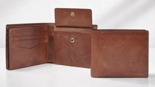 Billetero Fossil Derrick de piel